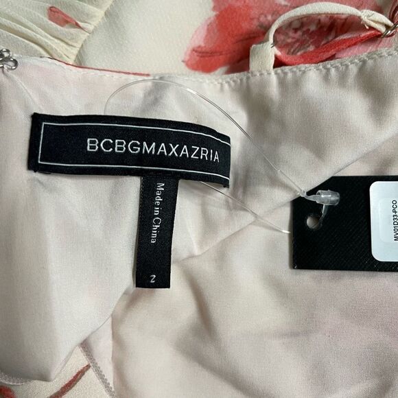 BCBGMAXAZRIA Tossed Poppies Maxi Dress in Sheer‎ Pink Combo - Picture 6 of 8